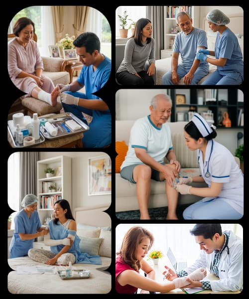 Patients with diabetic ulcers, pressure sores, venous ulcers, and benefit from home care in Malaysia