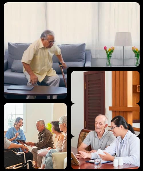 Older adults and their families receive at-home geriatric care in Malaysia for safety and well-being